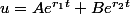 u=Ae^{r_{1}t}+Be^{r_{2}t}
