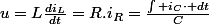 u=L\frac{di_{L}}{dt}=R.i_{R}=\frac{\int i_{C}\cdot dt}{C}
