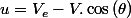 u=V_{e}-V.\cos\left(\theta\right)