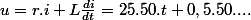 u=r.i+L\frac{di}{dt}=25.50.t+0,5.50....