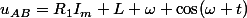 u_{AB}=R_{1}I_{m}+L \omega \cos(\omega t)