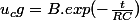 u_cg=B.exp(-\frac{t}{RC})