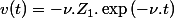v(t)=-\nu.Z_{1}.\exp\left(-\nu.t\right)