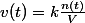 v(t)=k\frac{n(t)}{V}