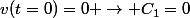 v(t=0)=0 \to C_1=0