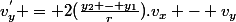 v^{'}_{y} = 2(\frac{y_2 - y_1}{r}).v_{x} - v_{y}