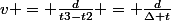 v = \frac{d}{t3-t2} = \frac{d}{\Delta t}