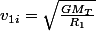 v_{1i}=\sqrt{\frac{GM_{T}}{R_{1}}}\;;\;v_{1f}=\sqrt{GM_{T}\left(\frac{2}{R_{1}}-\frac{2}{R_{1}+R_{2}}\right)}=\sqrt{GM_{T}\cdot\frac{2R_{2}}{R_{1}\left(R_{1}+R_{2}\right)}}