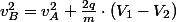 v_{B}^{2}=v_{A}^{2}+\frac{2q}{m}\cdot\left(V_{1}-V_{2}\right)