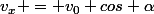 v_{x} = v_0 cos \alpha