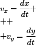 v_{x}=\dfrac{dx}{dt}
 \\ 
 \\ v_{y}=\dfrac{dy}{dt}