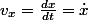 v_{x}=\frac{dx}{dt}=\dot{x}