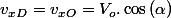 v_{xD}=v_{xO}=V_{o}.\cos\left(\alpha\right)