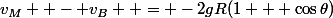 v_M  - v_B  = -2gR(1 + \cos\theta)