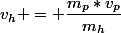 v_h = \dfrac{m_p*v_p}{m_h}