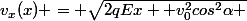 v_x(x) = \sqrt{2qEx +v_0^2cos^2\alpha }
