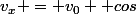 v_x = v_0  cos
