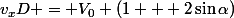 v_xD = V_0 (1 + 2\sin\alpha)}
