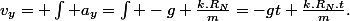 v_y= \int {a_y}=\int -g+\frac{k.R_N}{m}=-gt+\frac{k.R_N.t}{m}.