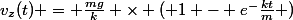 v_z(t) = \frac{mg}{k} \times ( 1 - e^-\frac{kt}{m} )