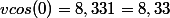 vcos(0)=8,331=8,33