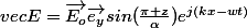 vec{E}=\vec{E_o}\vec{e_y}sin(\frac{\pi z}{\alpha})e^{j(kx-wt)}