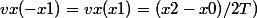 vx(-x1)=vx(x1)=(x2-x0)/2T)
