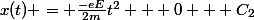 x(t) = \frac{-eE}{2m}t^2 + 0 + C_2
