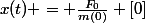 x(t) = \frac{F_{0}}{m(0)} [0]