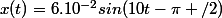x(t)=6.10^{-2}sin(10t-\pi /2)