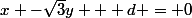 x -\sqrt{3}y + d = 0