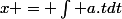x = \int a.t\ dt