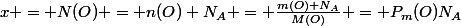 x = N(O) = n(O) N_A = \frac{m(O) N_A}{M(O)} = P_m(O)N_A