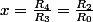 x=\frac{R_{4}}{R_{3}}=\frac{R_{2}}{R_{\text{0}}}