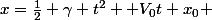 x=\frac12 \gamma t^2 +V_0t+x_0 