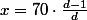 x=70\cdot\frac{d-1}{d}