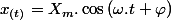 x_{(t)}=X_{m}.\cos\left(\omega.t+\varphi\right)