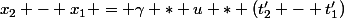 x_{2} - x_{1} = \gamma * u * (t'_{2} - t'_{1})