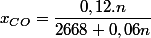 x_{CO}=\dfrac{0,12.n}{2668+0,06n}