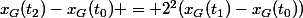 x_{G}(t_{2})-x_{G}(t_{0}) = 2^{2}(x_{G}(t_{1})-x_{G}(t_{0}))