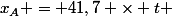 x_A = 41,7 \times t 