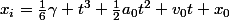 x_i=\frac{1}{6}\gamma t^{3}+\frac{1}{2}a_0t^{2}+v_0t+x_0
