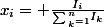 x_i= \frac{I_i}{\sum{^n__k=1}I_k}