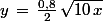 y\,=\,\frac{0,8}{2}\,\sqrt{10\,x}