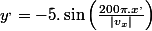 y^{,}=-5.\sin\left(\frac{200\pi.x^{,}}{|v_{x}|}\right)