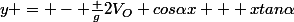 y = - \frac {g}{2V_O cos\alpha}x + xtan\alpha