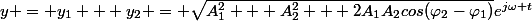 y = y_1 + y_2 = \sqrt{A_1^2 + A_2^2 + 2A_1A_2cos(\varphi_2-\varphi_1)}e^{j\omega t}