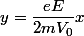 y=\dfrac{eE}{2mV_{0}}x