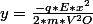 y=\frac{-q*E*x^2}{2*m*V^2O}