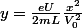 y=\frac{eU}{2mL}\frac{x^{2}}{V_{0}^{2}}